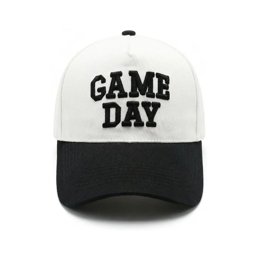NWT Game Day Two-Tone Baseball Cap Black White Embroidered Sports Hat OS